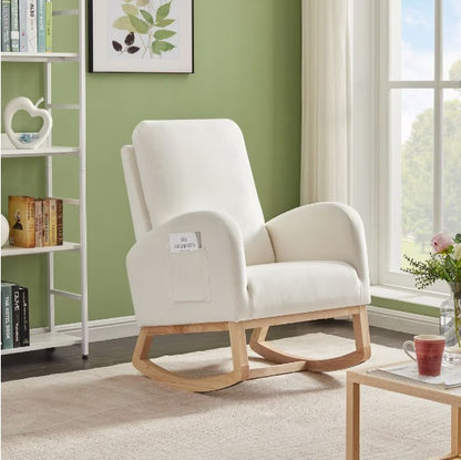 Beige Velvet Rocking Chair