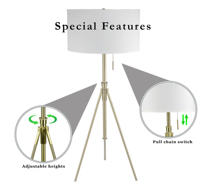 Adjustable Tripod Floor With KD Lampshade