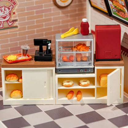 Rolife Yum Yum Burgers DIY Plastic Miniature House, Only Supports TK And Independent Website Platforms