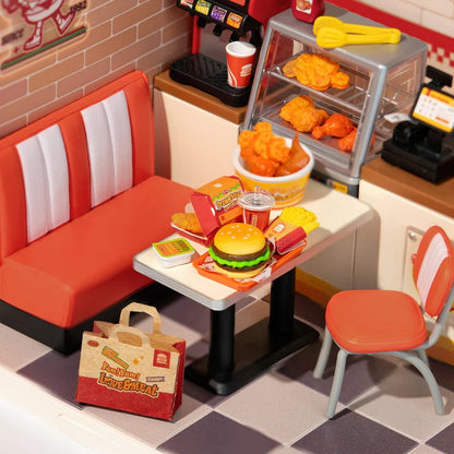 Rolife Yum Yum Burgers DIY Plastic Miniature House, Only Supports TK And Independent Website Platforms