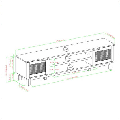Modern Rattan-Door Low TV Stand For TVs Up To 80 Inches Black