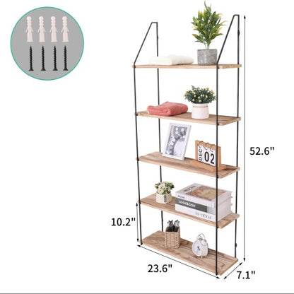 Gardenia Floating Shelf With Metal Brackets, Wall Mounted Rustic Wood Wall Storage, Decorative Hanging Display For Trophy