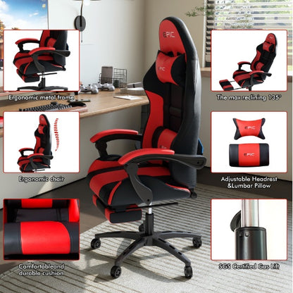 4supply Ergonomic Gaming Chair In Breathable PU Leather With High-density Foam Cushions