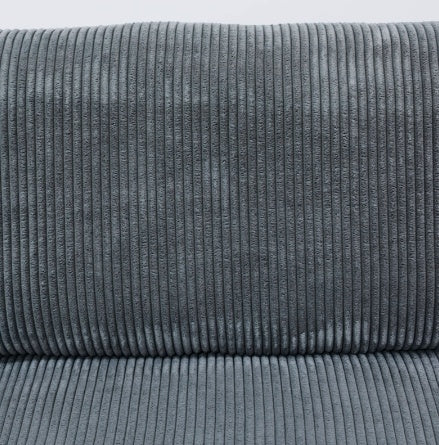 Dark Grey Corduroy Living Room Double Armrests 3-Piece Sofa