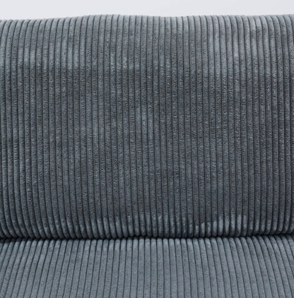 Dark Grey Corduroy Living Room Double Armrests 3-Piece Sofa