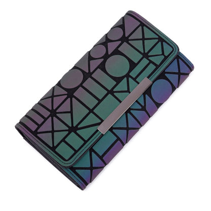 Tri-Fold Luminous Rhombic Wallet New Simple Long Wallet Retro Small Card Bag Women's Clutch