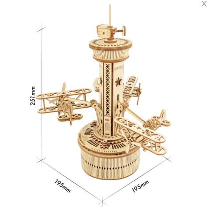 Rotatable DIY 3D Starry Night Wooden Model Building Kits Assembly Music Box Toy Gift