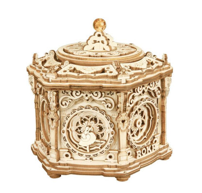 Rotatable DIY 3D Starry Night Wooden Model Building Kits Assembly Music Box Toy Gift