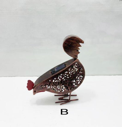 Solar Garden Lamp Iron Rooster Shape Landscape Light Outdoor Decorative Lamp